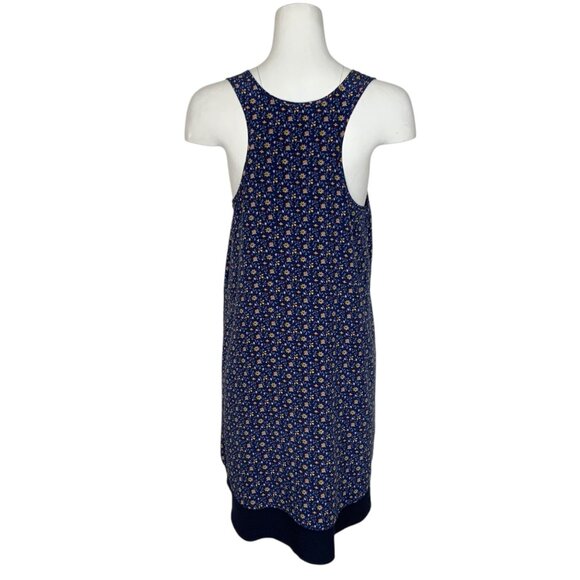 Tory Burch Silk Floral Slip Dress M Navy Blue Sleeveless Mini Scoop Neck Resort - Picture 2 of 10